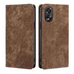 For OPPO A38 4G / A18 4G RFID Anti-theft Brush Magnetic Leather Phone Case(Brown)