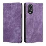 For OPPO A38 4G / A18 4G RFID Anti-theft Brush Magnetic Leather Phone Case(Purple)