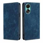 For OPPO A78 4G RFID Anti-theft Brush Magnetic Leather Phone Case(Blue)