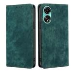 For OPPO A78 4G RFID Anti-theft Brush Magnetic Leather Phone Case(Green)