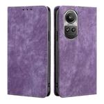For OPPO Reno10 5G / Reno10 Pro 5G Global RFID Anti-theft Brush Magnetic Leather Phone Case(Purple)