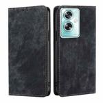 For OPPO A79 5G RFID Anti-theft Brush Magnetic Leather Phone Case(Black)