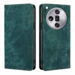 For OPPO Find X7 Ultra 5G RFID Anti-theft Brush Magnetic Leather Phone Case(Green)