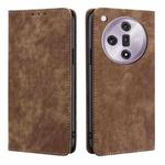 For OPPO Find X7 5G RFID Anti-theft Brush Magnetic Leather Phone Case(Brown)