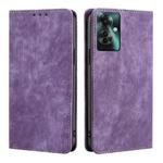 For OPPO Reno11 F 5G RFID Anti-theft Brush Magnetic Leather Phone Case(Purple)