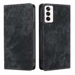 For OPPO Reno12 5G Global RFID Anti-theft Brush Magnetic Leather Phone Case(Black)