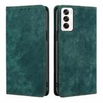 For OPPO Reno12 5G Global RFID Anti-theft Brush Magnetic Leather Phone Case(Green)