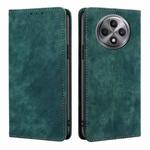 For OPPO Reno12 F 5G RFID Anti-theft Brush Magnetic Leather Phone Case(Green)