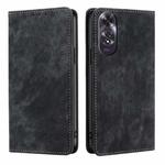 For OPPO A60 4G Global RFID Anti-theft Brush Magnetic Leather Phone Case(Black)