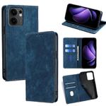 For OPPO Reno13 F 5G / 4G RFID Anti-theft Brush Magnetic Leather Phone Case(Blue)