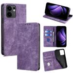 For OPPO Reno13 F 5G / 4G RFID Anti-theft Brush Magnetic Leather Phone Case(Purple)