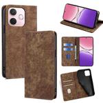 For OPPO A5 Pro 5G Global RFID Anti-theft Brush Magnetic Leather Phone Case(Brown)