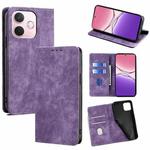 For OPPO A5 Pro 5G Global RFID Anti-theft Brush Magnetic Leather Phone Case(Purple)