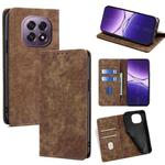 For OPPO A5 5G 2025 Global RFID Anti-theft Brush Magnetic Leather Phone Case(Brown)
