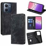 For OPPO A5x 5G Global RFID Anti-theft Brush Magnetic Leather Phone Case(Black)