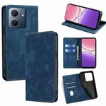 For OPPO A5x 5G Global RFID Anti-theft Brush Magnetic Leather Phone Case(Blue)