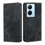 For vivo Y78 Plus 5G RFID Anti-theft Brush Magnetic Leather Phone Case(Black)