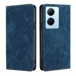 For vivo Y78 Plus 5G RFID Anti-theft Brush Magnetic Leather Phone Case(Blue)