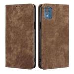 For Nokia C02 TA-1522 RFID Anti-theft Brush Magnetic Leather Phone Case(Brown)