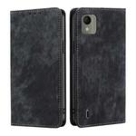 For Nokia C110 4G RFID Anti-theft Brush Magnetic Leather Phone Case(Black)