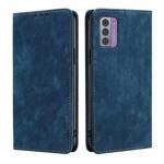 For Nokia G42 5G RFID Anti-theft Brush Magnetic Leather Phone Case(Blue)