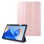 For Huawei MatePad 11 2023 Solid Color 3-folding Leather Tablet Case(Rose Gold)