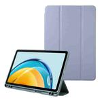 For Huawei MatePad SE Solid Color 3-folding Leather Tablet Case(Lavender Grey)