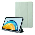 For Huawei MatePad SE Solid Color 3-folding Leather Tablet Case(Matcha Green)