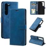 For Samsung Galaxy S23+ 5G Skin Feel RFID Blocking Leather Phone Case(Blue)