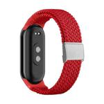 For Xiaomi Mi Band 8 Adjustable Nylon Braided Steel Buckle Watch Band(Red)