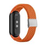 For Xiaomi Mi Band 8 Adjustable Nylon Braided Steel Buckle Watch Band(Orange)