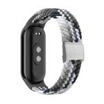 For Xiaomi Mi Band 8 Adjustable Nylon Braided Steel Buckle Watch Band(Colorful Black)