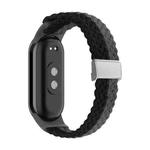 For Xiaomi Mi Band 8 Adjustable Nylon Braided Steel Buckle Watch Band(Black Grey)