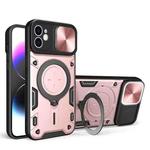 For iPhone 12 CD Texture Sliding Camshield Magnetic Holder Phone Case(Pink)