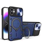 For iPhone 12 CD Texture Sliding Camshield Magnetic Holder Phone Case(Blue)