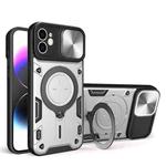 For iPhone 12 CD Texture Sliding Camshield Magnetic Holder Phone Case(Silver)