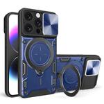 For iPhone 16 Pro CD Texture Sliding Camshield Magnetic Holder Phone Case(Blue)