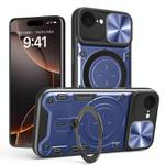 For iPhone 16e CD Texture Sliding Camshield Magnetic Holder Phone Case(Blue)