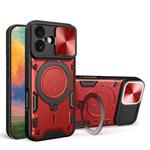 For iPhone 17 CD Texture Sliding Camshield Magnetic Holder Phone Case(Red)