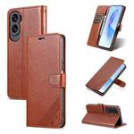 For Honor X50i AZNS Sheepskin Texture Flip Leather Phone Case(Brown)