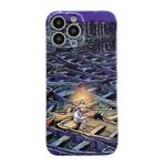 For iPhone 14 Oil Painting Pattern Glossy PC Phone Case(Lonely Boatman)