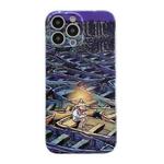 For iPhone 14 Pro Max Oil Painting Pattern Glossy PC Phone Case(Lonely Boatman)