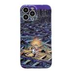 For iPhone 15 Oil Painting Pattern Glossy PC Phone Case(Lonely Boatman)