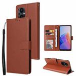 For OPPO A96 5G / Reno7 Z / Reno8 Z Multifunctional 3 Card Slots Leather Phone Case(Brown)