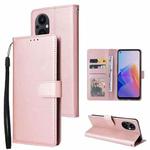 For OPPO A96 5G / Reno7 Z / Reno8 Z Multifunctional 3 Card Slots Leather Phone Case(Rose Gold)