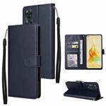 For OPPO Reno8 T 4G Multifunctional 3 Card Slots Leather Phone Case(Navy Blue)