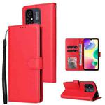 For Xiaomi Redmi 11A 4G Multifunctional 3 Card Slots Leather Phone Case(Red)