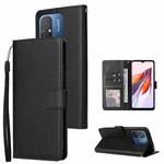 For Xiaomi Redmi 12C Multifunctional 3 Card Slots Leather Phone Case(Black)