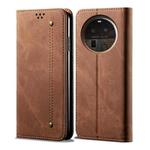 For OPPO Find X6 Denim Texture Casual Style Horizontal Flip Leather Case(Brown)