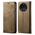 For OPPO Find X6 Pro Denim Texture Casual Style Horizontal Flip Leather Case(Khaki)